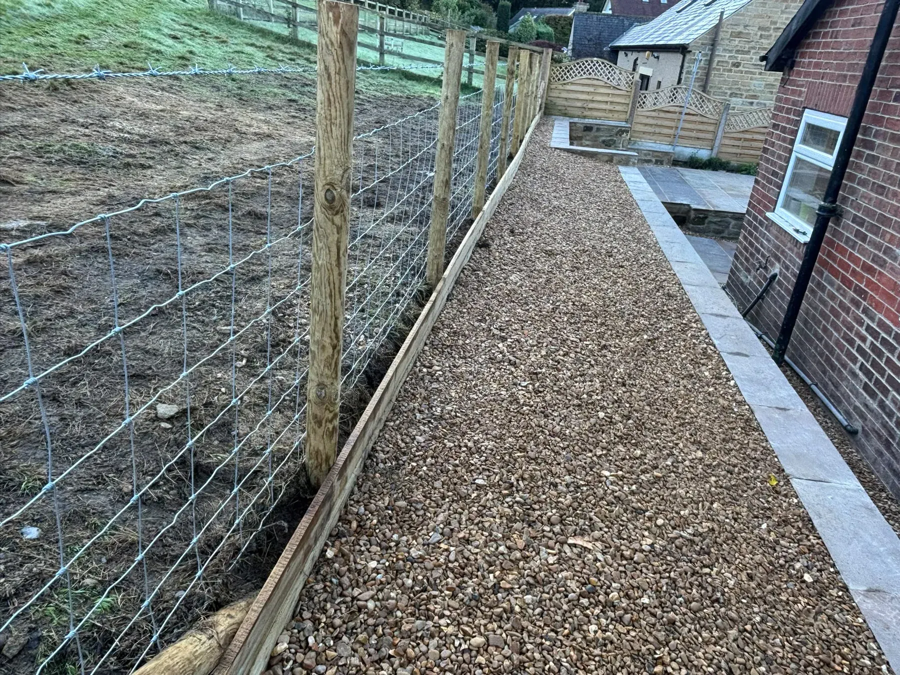 Gravel path stock fencing completed by Crown Hill Contracting