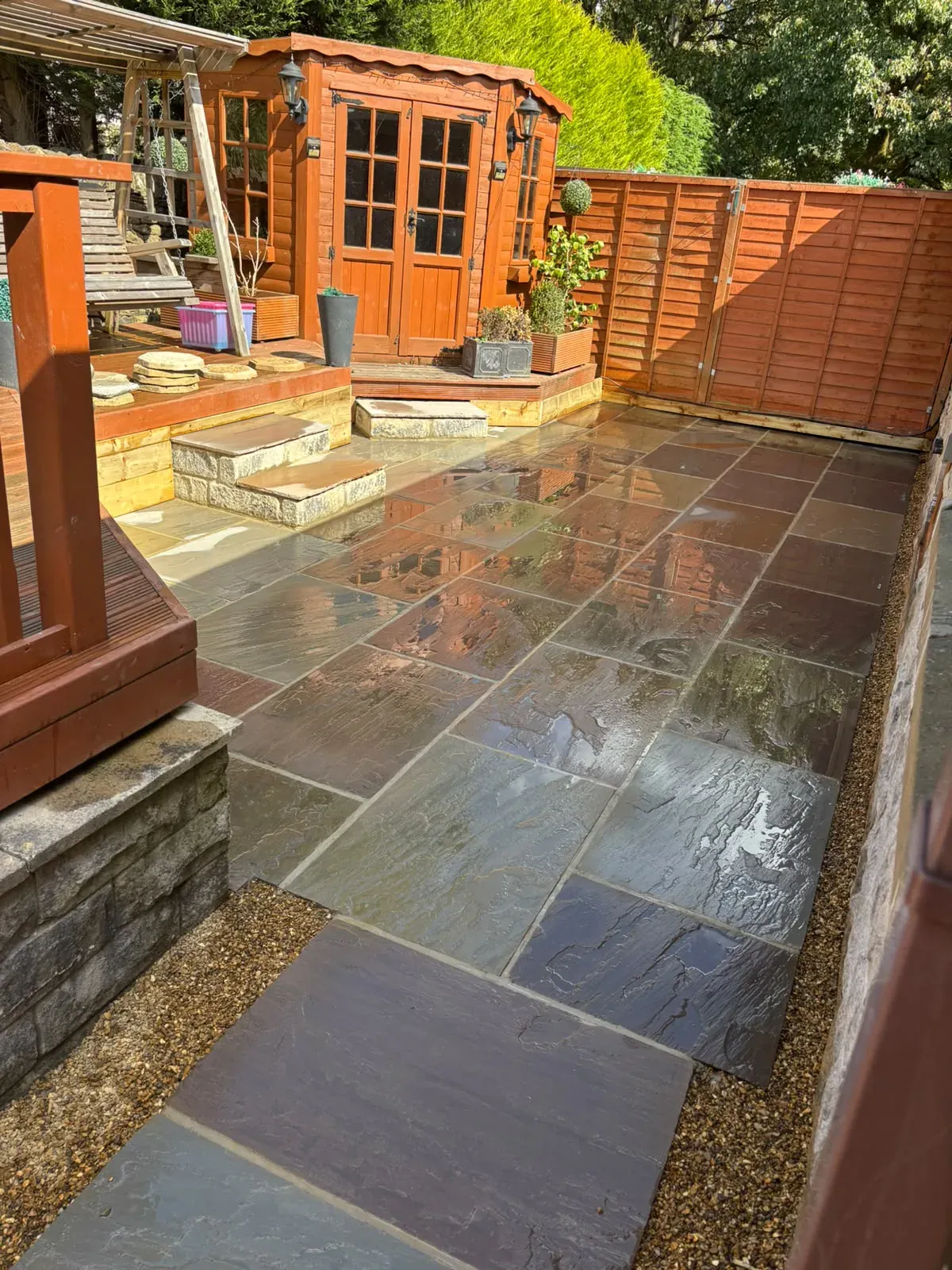 Porcelain patio detail completed by Crown Hill Contracting