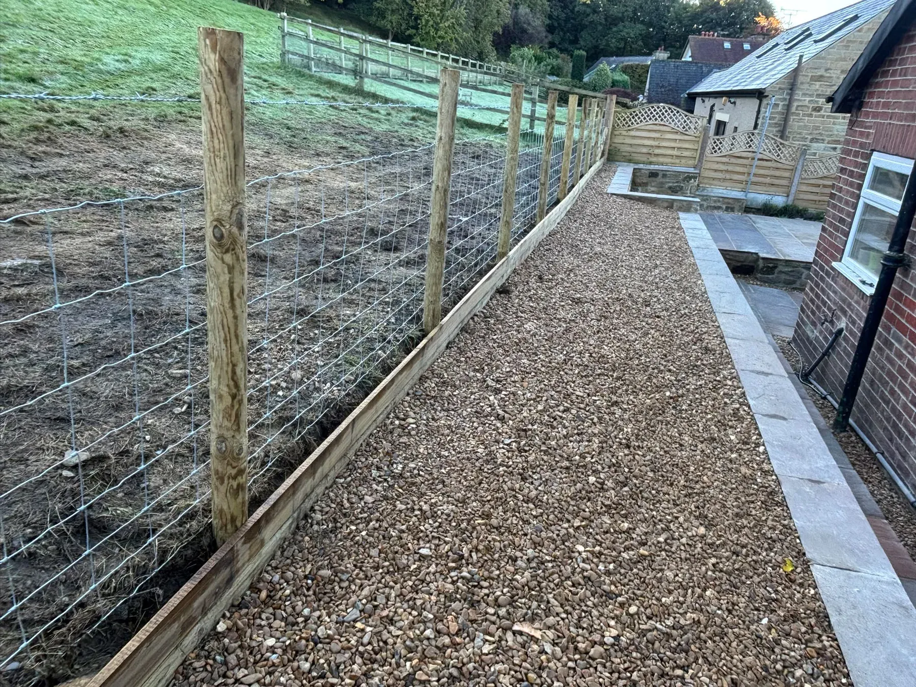 Post wire fencing rural boundary wide view completed by Crown Hill Contracting