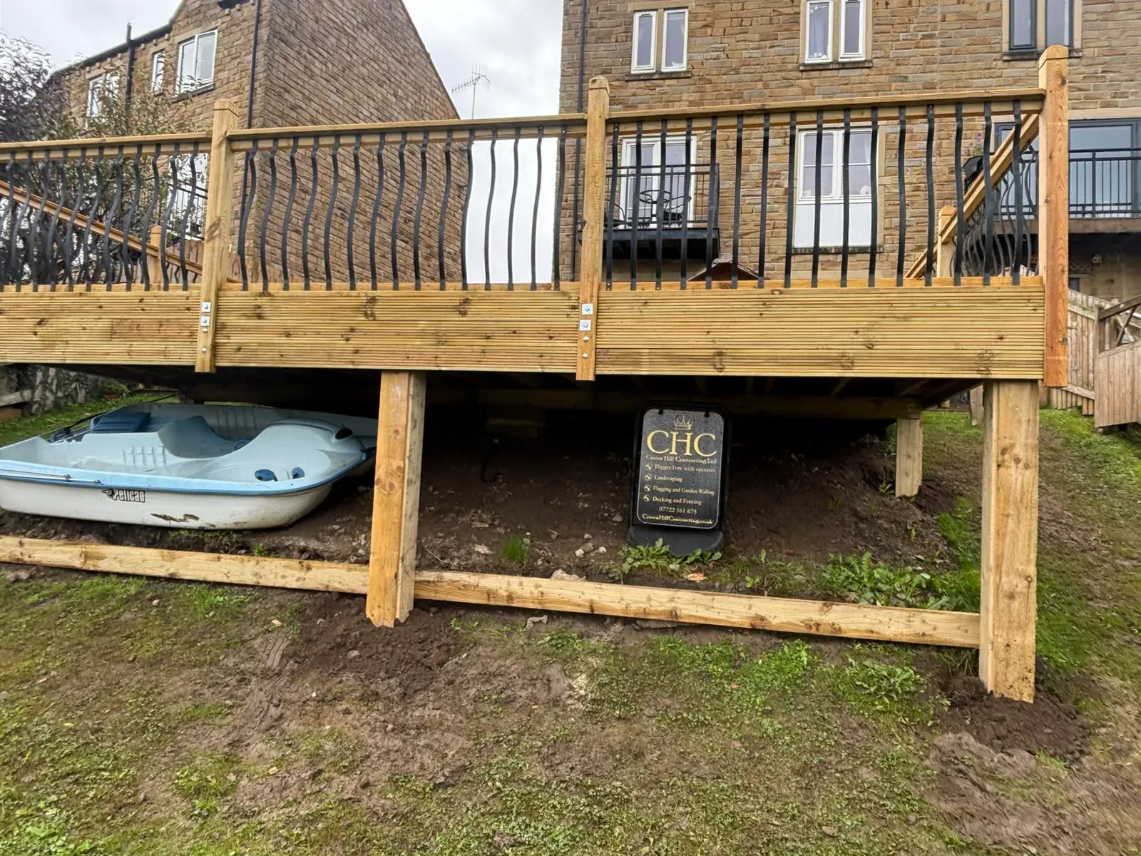 Raised deck side view completed by Crown Hill Contracting