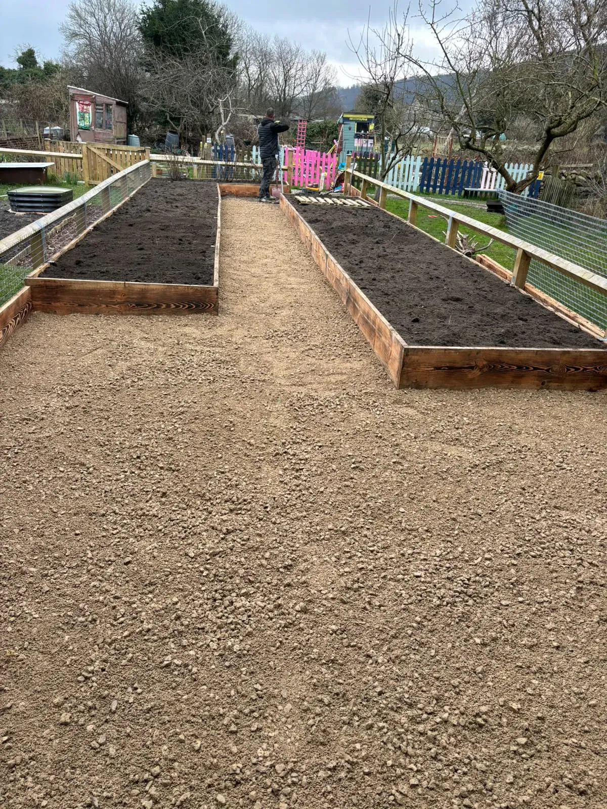 Raised garden gravel base completed by Crown Hill Contracting