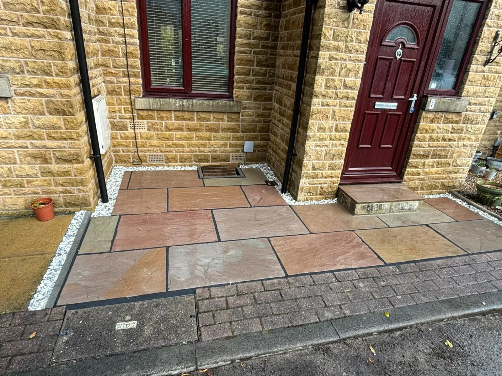 Sandstone entrance path completed by Crown Hill Contracting