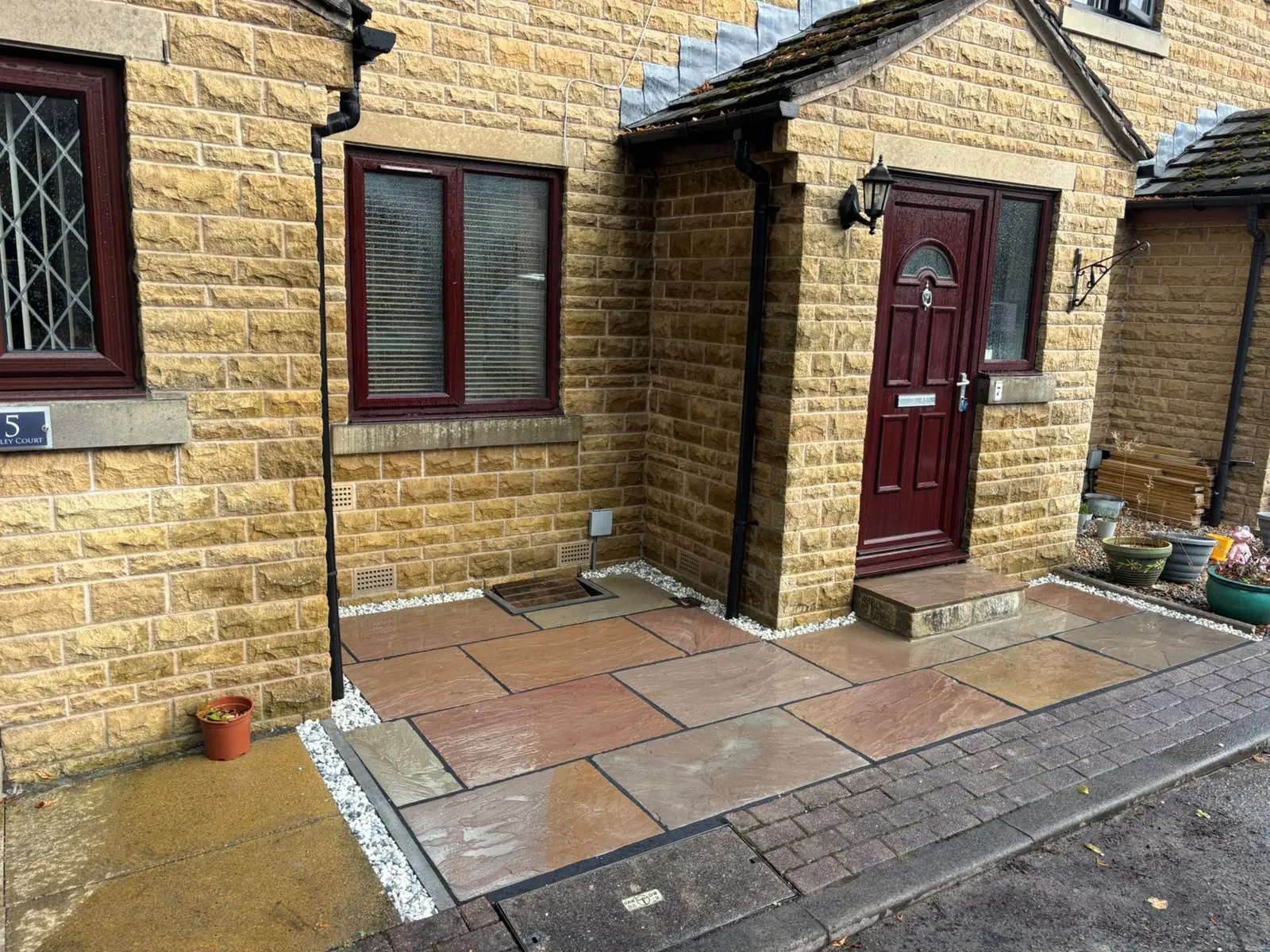 Sandstone front entrance completed by Crown Hill Contracting