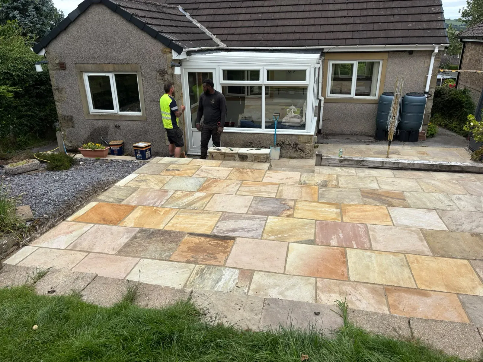 Sandstone patio garden completed by Crown Hill Contracting