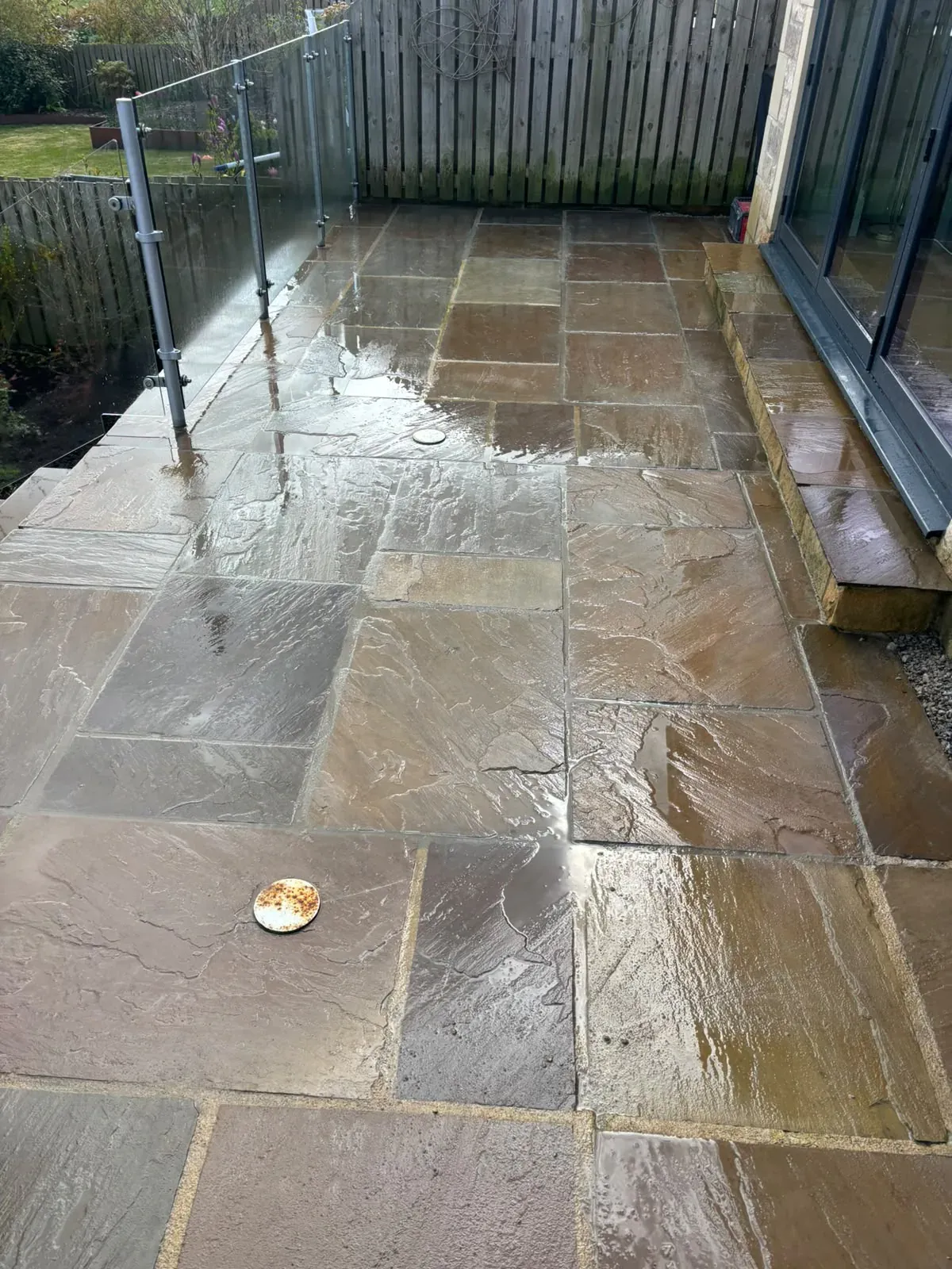 Sandstone paving path detail completed by Crown Hill Contracting