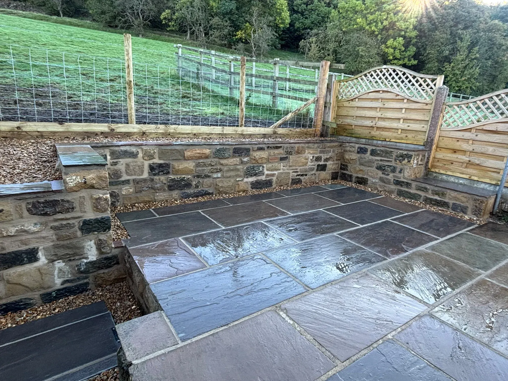 Slate paving courtyard completed by Crown Hill Contracting