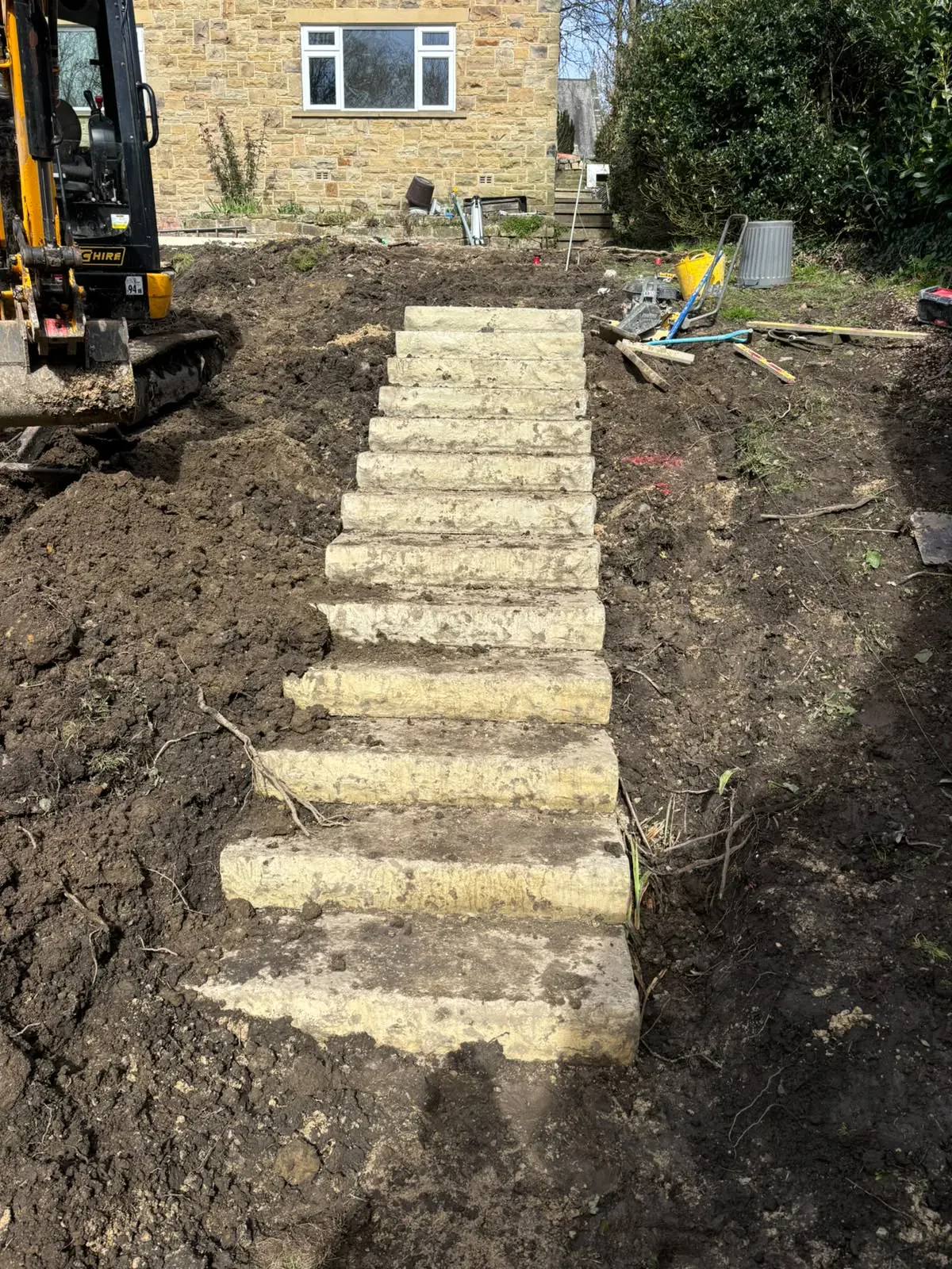 Stone garden steps excavation completed by Crown Hill Contracting