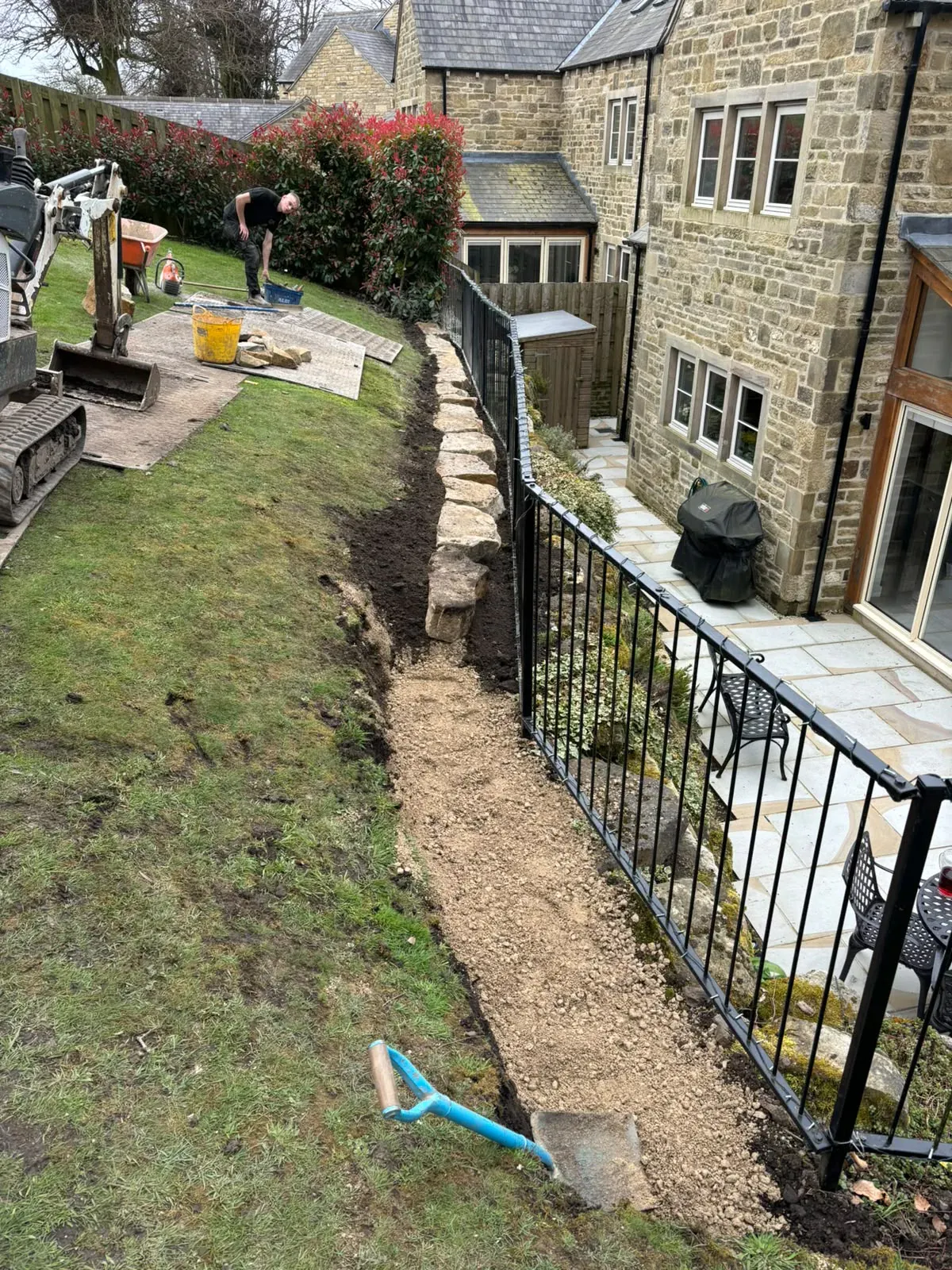Stone garden steps installation completed by Crown Hill Contracting