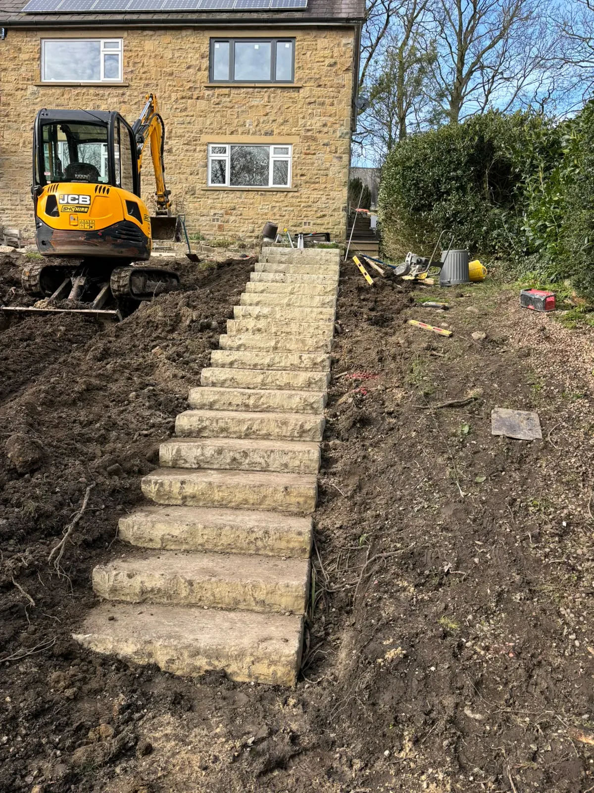 Stone steps groundworks completed by Crown Hill Contracting