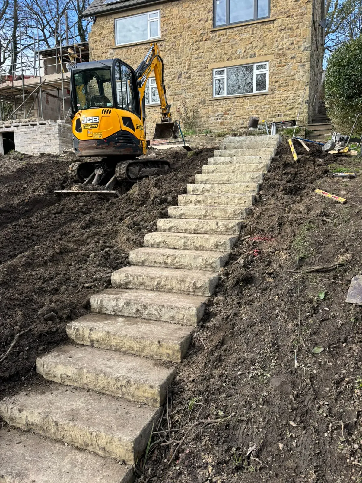 Stone steps mini digger completed by Crown Hill Contracting